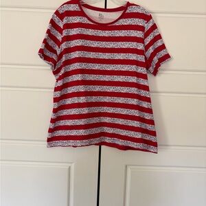 Kim Rogers Red and White Patterned Short Sleeve Top